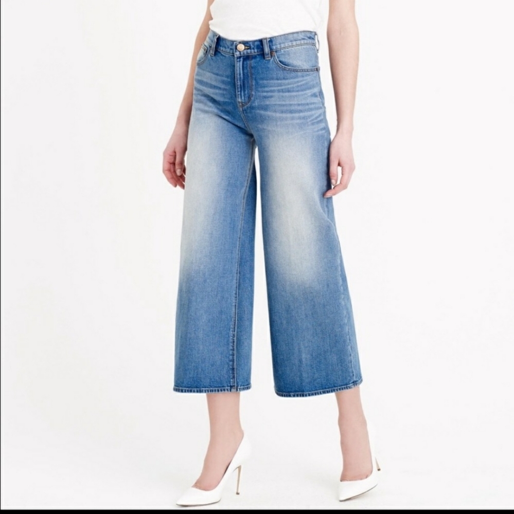 j. crew rayner wide leg crescent wash jean…